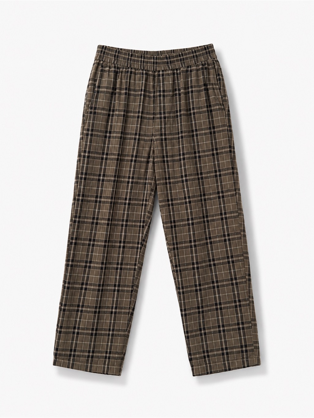 Men's Olive/Black Plaid Relaxed Fit Pants